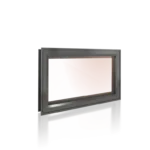 Awning impact window partially opened outward with rain protection feature