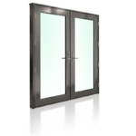 Luxury front entry door on a South Florida home with glass panels and strong frame.