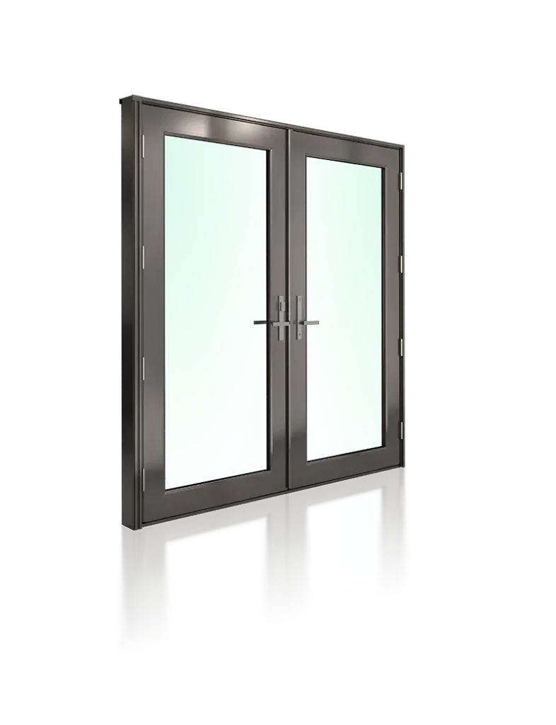 Luxury front entry door on a South Florida home with glass panels and strong frame.