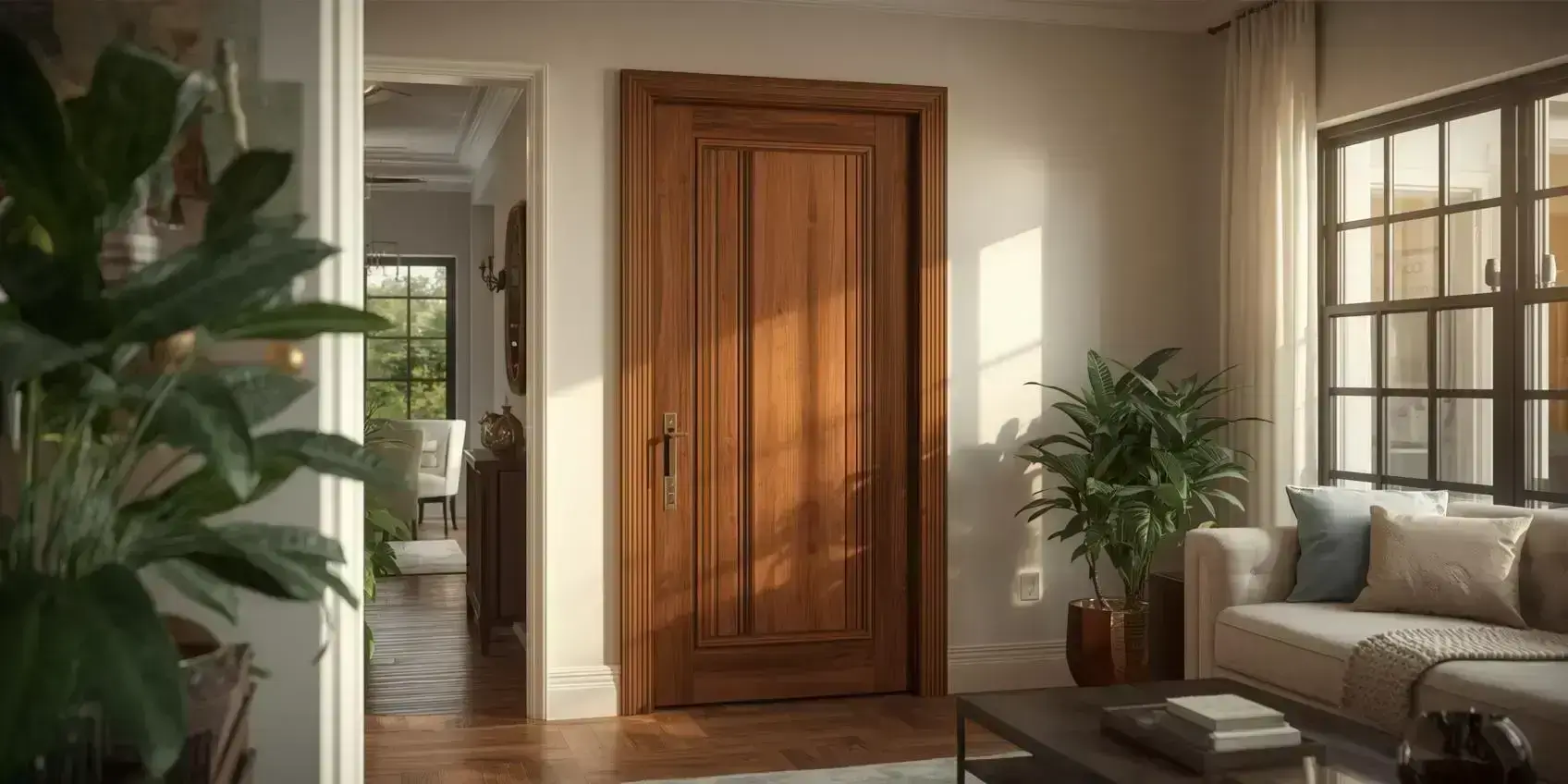 Luxury interior doors in a modern South Florida home, adding elegance and privacy to living spaces