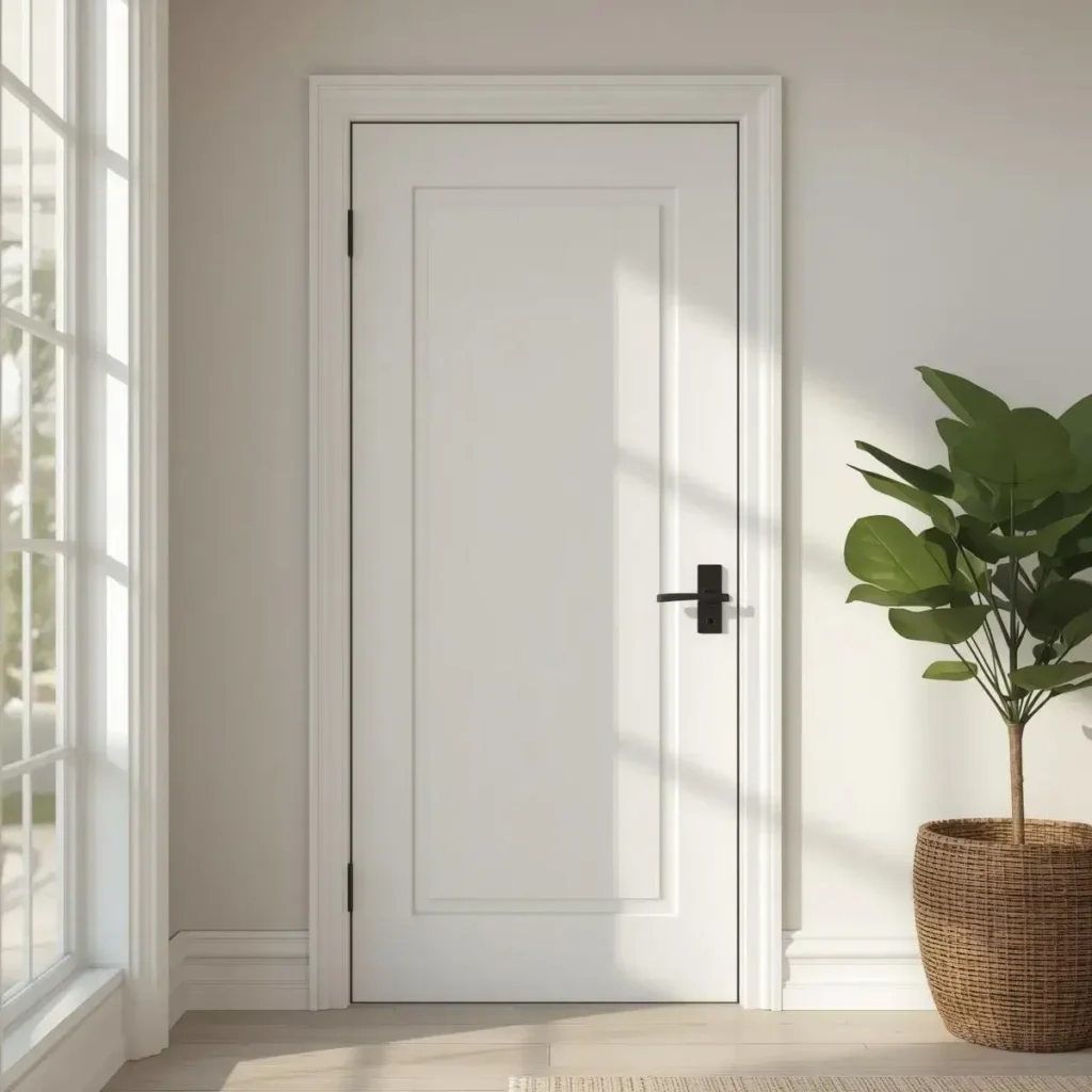 Shaker-style luxury interior door with recessed panels.